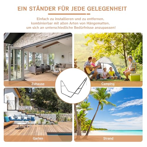 Bathonly Universal Hängemattenständer für 2 Personen, 250 kg Tragkraft, Hochleistungs-Hängemattenständer aus Stahl für draußen, für Hängematten von 3m bis 4,3m