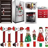Boao Christmas Refrigerator Door Handle Cover Santa Snowman Kitchen Appliance Handle Covers Decorations for Fridge Microwave Oven Dishwasher Christmas Handle Protector (Elegant Style)
