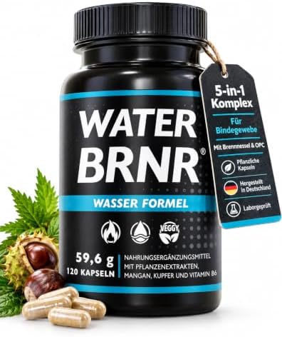 BRNR - Wasser Bindegewebe Komplex mit Kupfer und 5in1 Stoffwechsel Formel mit Vitamin B6, Brennnesselextrakt, Rosskastanienextrakt, 120 Kapseln