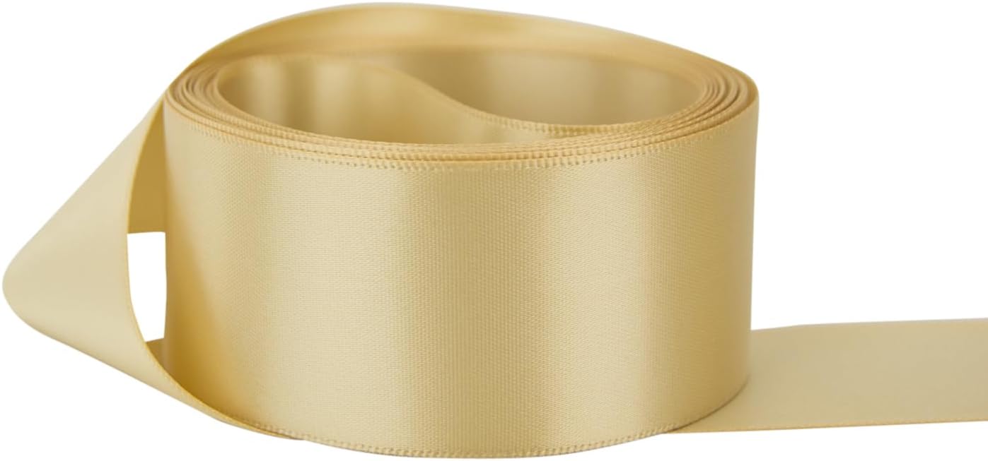 Ribbon Bazaar Double Faced Satin Ribbon 3-1/2" Beige, 25yd