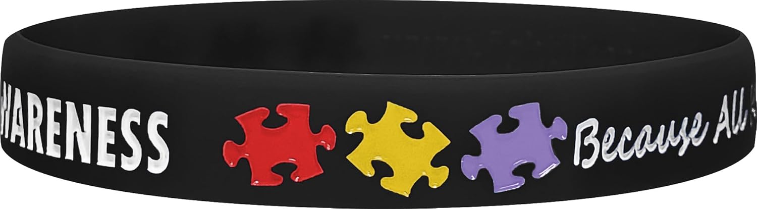 Fight Like a Girl Autism Awareness Silicone Wristband Bracelet - Because All Kids Deserve To Be Understood - 10 Pack (Black) - Image 5