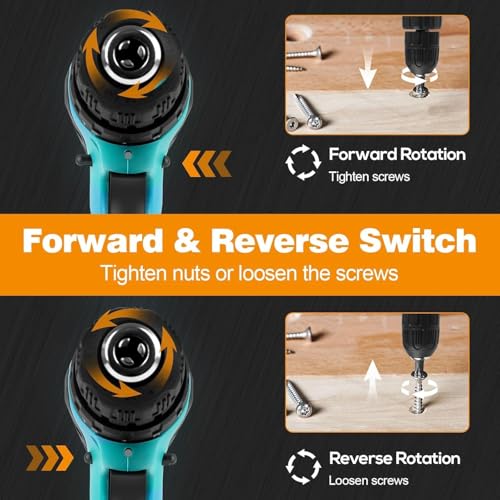 Image of 12V Li-ion Cordless Drill Machine | Screwdriver | Chuck 10mm | 1350RPM | Torque 18+1 | Pistol Grip | Spiral Drill | 24 Accessories drill bits in carrying tool kit