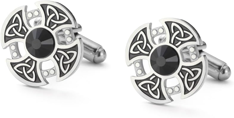 Dreamtimes Viking Celtic Knot Cross Cufflinks Stainless Steel Viking Cuff Links Irish Jewelry Fathers Day Gifts for Men Wedding Groom Gifts
