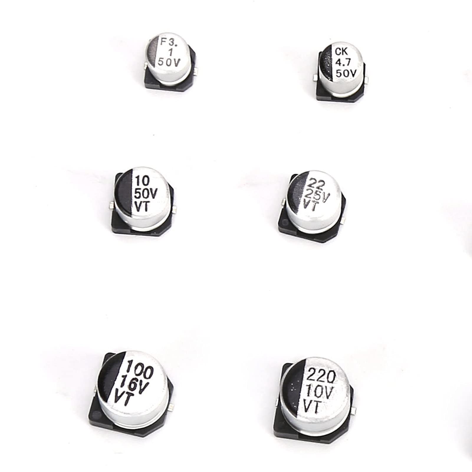 Kit de condensador electrolítico SMD, 24 valores, accesorio de bricolaje de aluminio, 6,3 V-50 V
