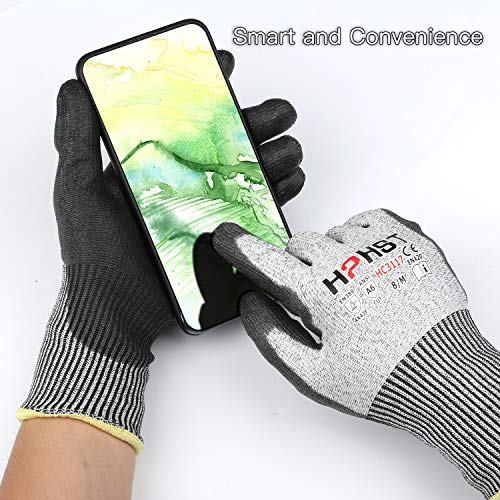 Hphst Cut Resistant Gloves Level A6 Cut Proof Work Gloves Smart Touch Large 1 Pair #TOP7