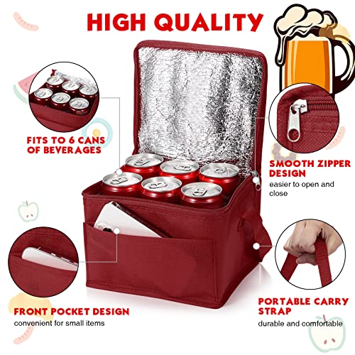 Nuogo 15 Pack Insulated Lunch Bags Bulk, Reusable Cooler Bags, Leakproof Lunch Boxes Set, Waterproof Thermal Cooler Bags, Insulated Beverage Bag For Women Men Office Work Picnic Beach (Wine Red) #TOP1