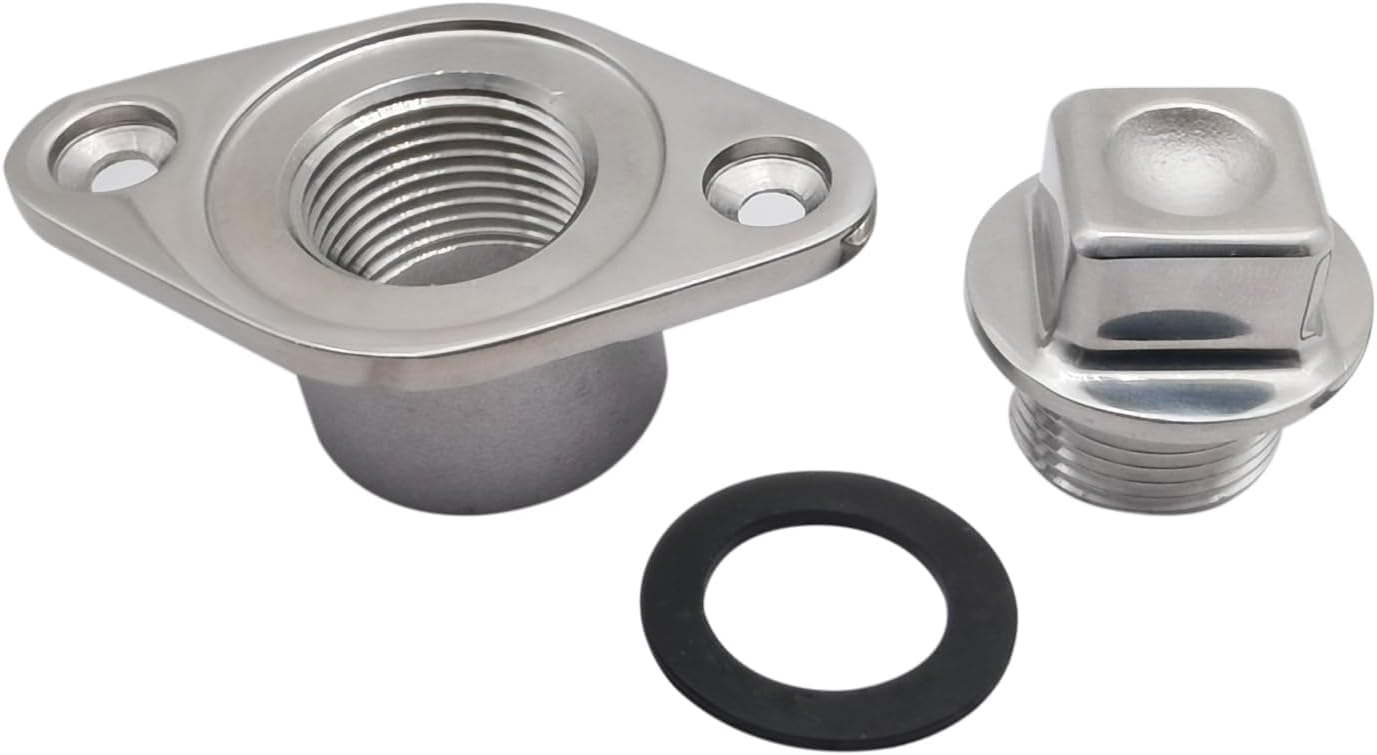 Marine Grade Stainless Steel 316 Boat FIT 1-1/4IN Hole Garboard Drain Plug W/Screws and O Ring