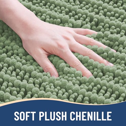 Image of Arotive Luxury Large Bathroom Rugs 47x32, Extra Soft Thick Absorbent Shaggy Chenille Bath Rugs, Machine Wash Dry, Bath Mats for Bathroom Floor, Tub and Shower, Home Decor Accessories, Sage Green