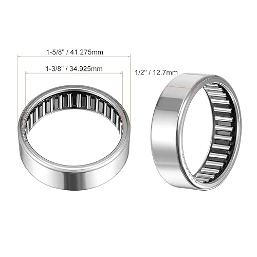 Miniatura 16 de uxcell Rodamientos de agujas SCE1010 5/8-inch Bore 13/16-inch OD 5/8-inch ancho Chrome Steel Open End 5pcs