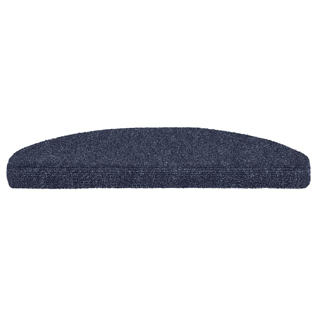 Stufenmatten Selbstklebend 15 Stück 65x21x4 cm Blau Halbrund Groß Treppenstufen Matten, Teppich Innen für Treppen, rutschfest Stufenmatten Treppenteppich