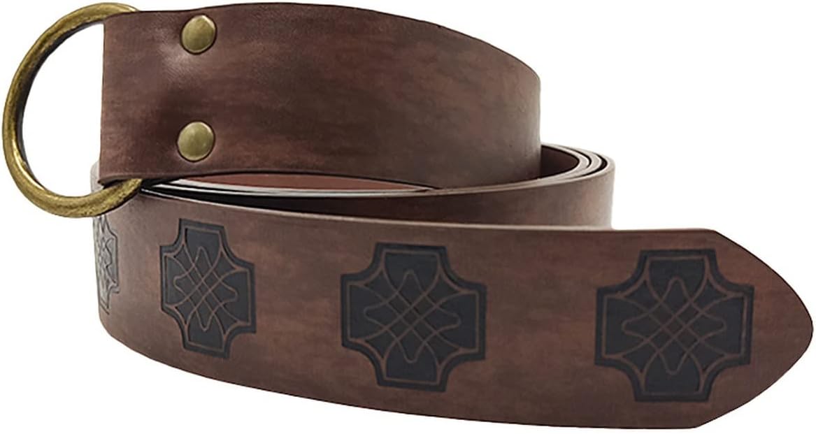 Medieval Embossed PU Leather O Ring Belt, Robe Tunic Waist Belts, Pirate Belt, History Repeats Costume Belt
