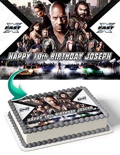 Cakecery Fast X Edible Cake Image Topper Birthday Cake Banner 1/4 Sheet