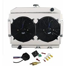Radiator Compatible for 1958-1974 AMC Rambler/Javelin AMX/SST/DPL V8-3 Row Full Aluminum Radiator & Fan Shroud & Thermostat Relay Kit