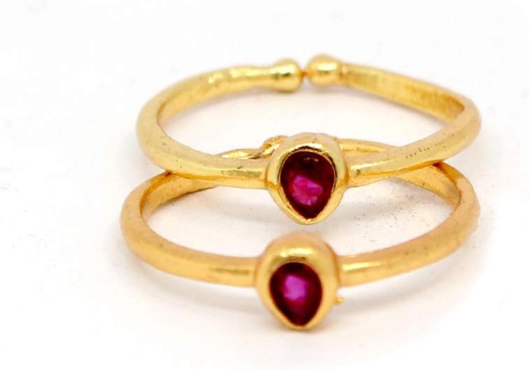 PARI PAARI Gold toe rings for women antique gold adjustable (PE-103)