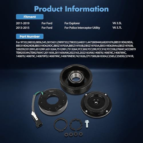 Image of ECCPP AC Compressor Clutch Fit for Ford Explorer 3.5L 2011-2019