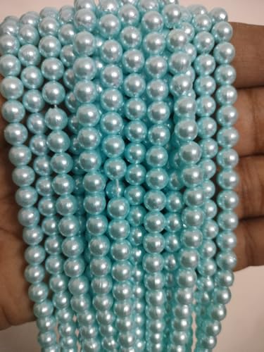 Image of Plastic 6 mm Beads /moti Kit 500 pcs for Jewellery Making /Craftwork /Decorations (Sky)