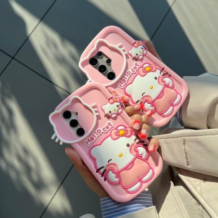 Image of PEEPERLY Back Cover Case for Samsung Galaxy S23 Scratch Resistant Anti-Slip TPU Shockproof Protective Durable Cute Hello Kitty Frame Case for Girls & Women