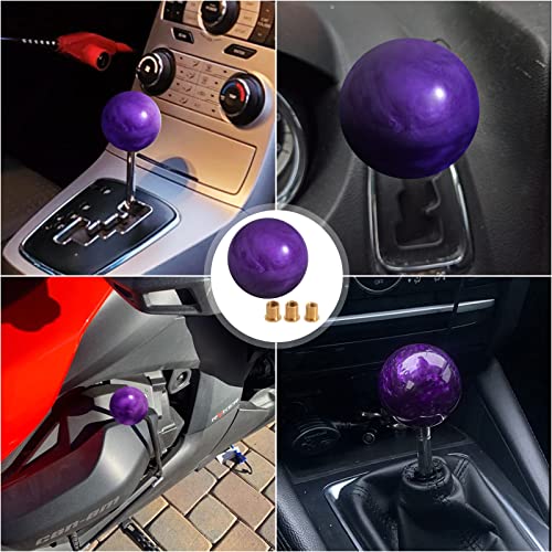 Somusen Purple Marbel Style Round Ball Shift Knob Acrylic 5 6 Speed Gear Shifter Knob With 3 Adapters Universal Fit For Manual Car Automatic Vehicles M8X1.25 M10X1.25 M10X1.5 M12X1.25 #TOP6