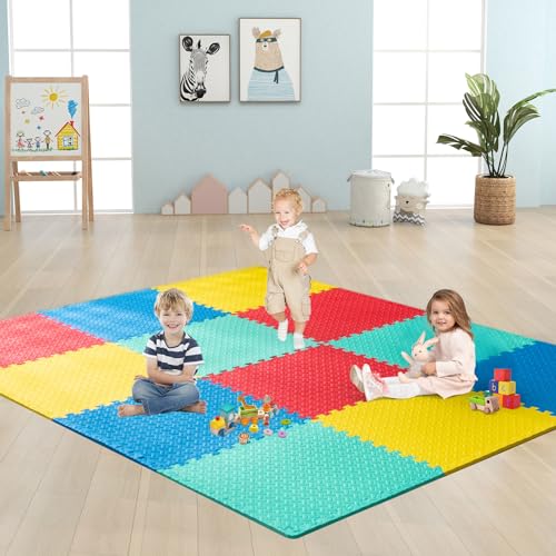 HONEY JOY Foam Floor Tiles for Kids, EVA Interlocking Baby