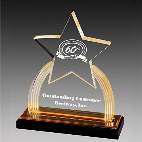SHOP AWARDS AND GIFTS Acrylic Clear Star Trophy Award Personalized, Customizable Engraved Work Business Prizes,