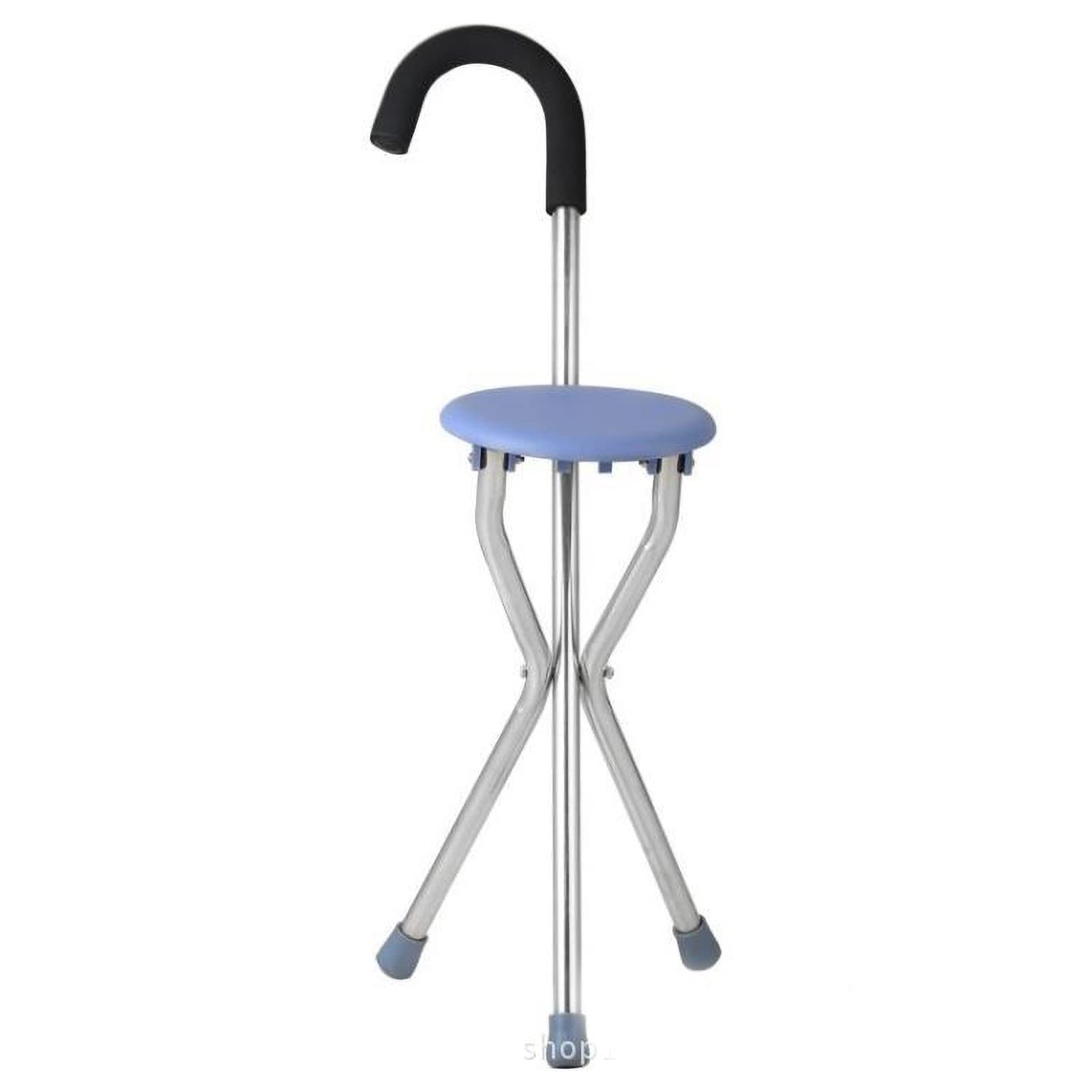 Bastones para Mayores, Baston Silla Plegable con Agarre Cómod, Acero Inoxidable Engrosados 3 Patas, Conteras Antideslizantes, Azul
