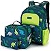 mommore Kids Backpack Set, Dinosaur Backpack for Kids Lightweight Kindergarten Bookbag for Students School Backpack for Children with Chest Strap and Lunchbox Water Resistant,3pcs green