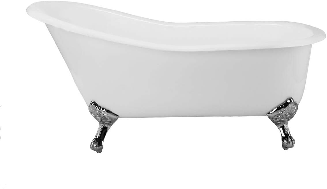 Vintage Tub & Bath Charlotte 57 Inch Cast Iron Slipper Clawfoot Tub - No Faucet Drillings