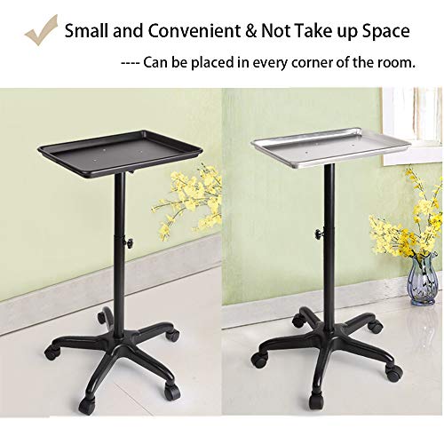 Flolxnb Salon Tray Cart Premium Aluminum Tattoo Tray Rolling Trolley Adjustable Height Storage Utility Cart For Clinic Spa Rolling Tray (Black) #TOP7
