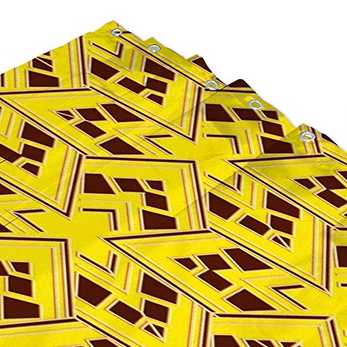 Rideau de douche anti-moisissure polyester imperméable jaune géométrique 72x72 - 4