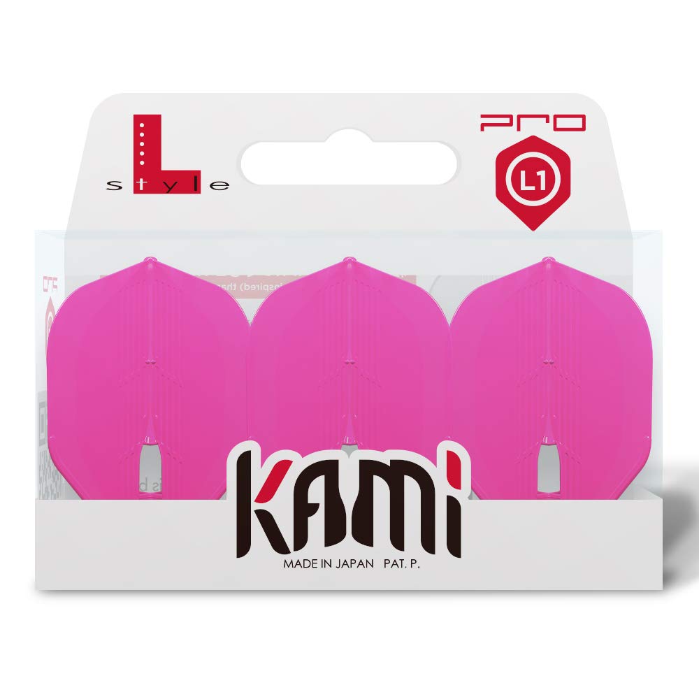 Lstyle dart flights: l1 pro kami standard shape - ultra flexible - for soft tip and steel tip darts - neon pink — image 1