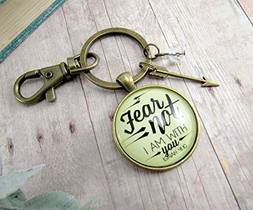Gutsy Goodness Fear Not I Am With You Keychain Boho Bravery Pendant Jewelry Arrow Charm thumb #2