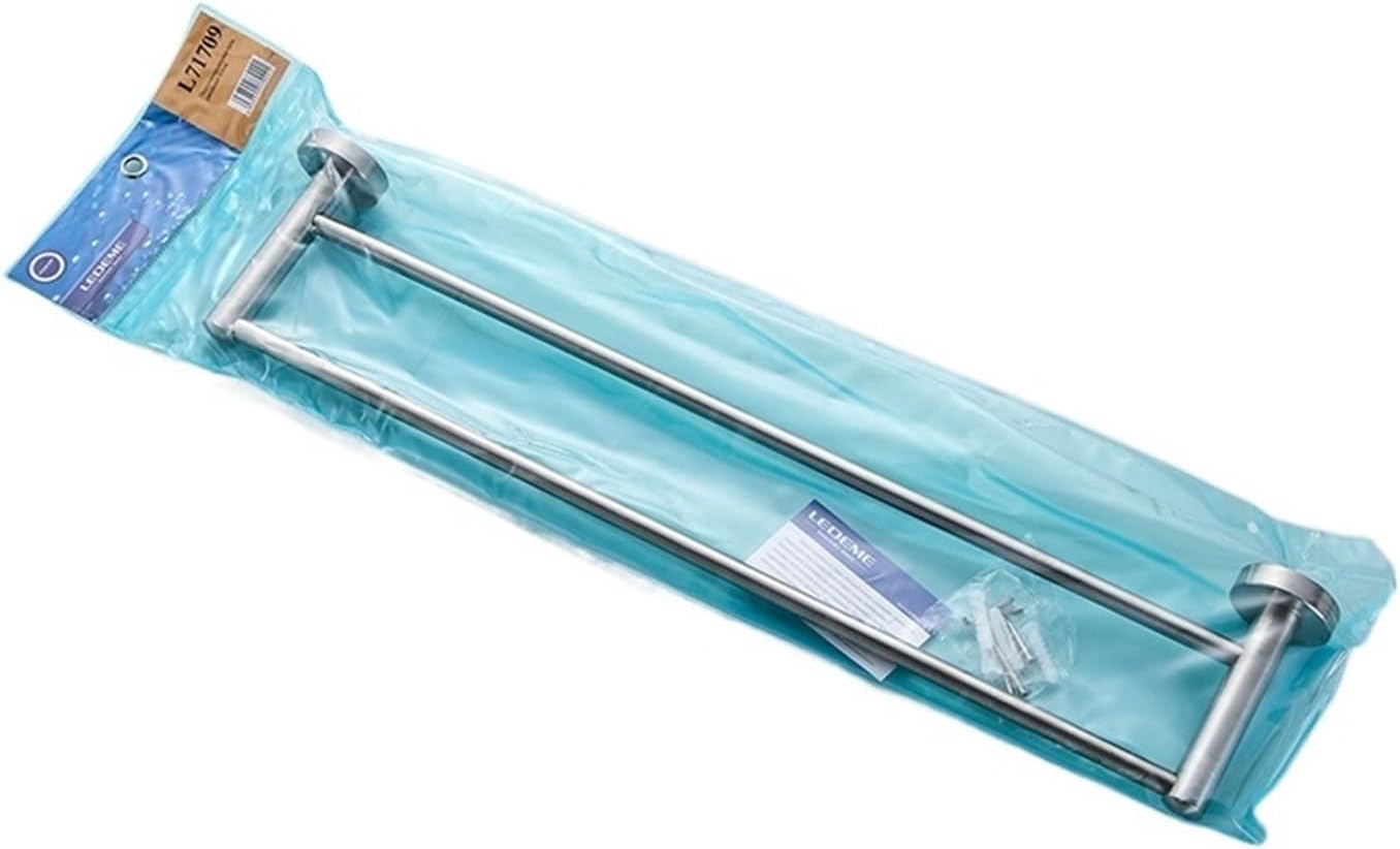 Double Rod Towel Rack Bathroom Tower Hanger Kitchen Stainless Steel Towel Hanger Shelf L71709