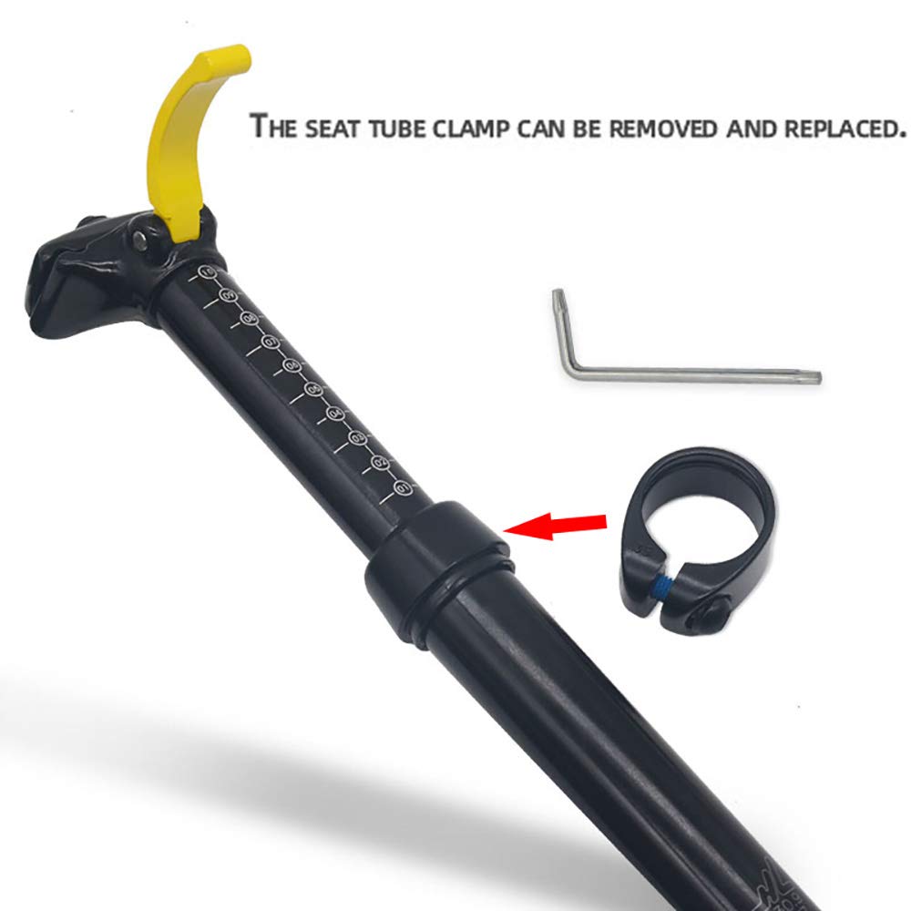 Tige De Selle Télescopique 30,9 X 375 Mm – Alliage Aluminium, Course 100 Mm, Commande Manuelle, Pour VTT/route/BMX