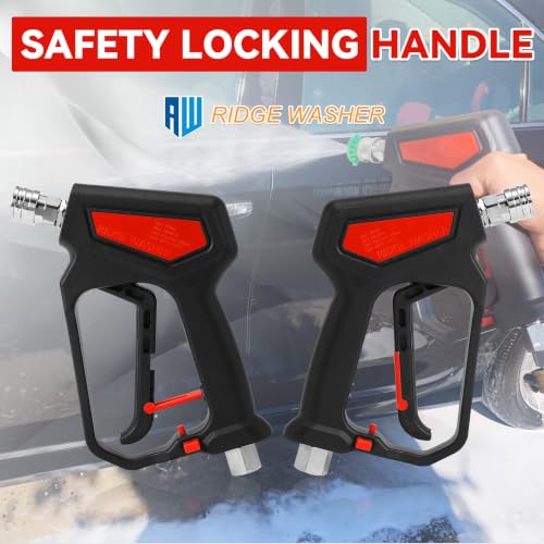 Image of RIDGE WASHER Pressure Washer Gun 5000 PSI, 1 /4'' Quick Connector | Power Washer Short Gun with 3 /8 inch Quick Connect, 12 GPM, M22 Fitting