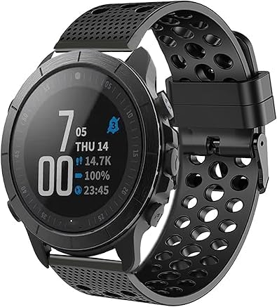 Blueshaweu Compatible with Wahoo ELEMNT Rival Smartwatch Band, Silicone Replacement Wristbands Sport Strap with Metal Buckle Compatible with Wahoo ELEMNT Rival Smartwatch (Black)