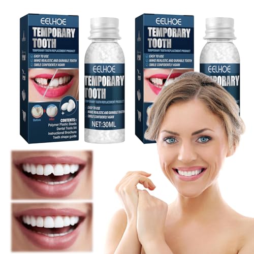 BORISCA 2 Bottiglie Kit di Riempimento Temporaneo Dente, 30ML Denti Finti Modellabili, Dente Finto Provvisorio per Resina, Kit Riparazione Denti per Riempimento del Dente Rotto Mancante