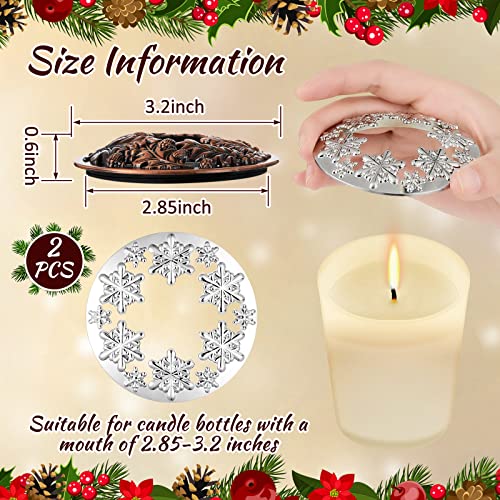 2 Pieces Candle Toppers Scented Candles Cover Leaf Pine Candle Topper Lids Candle Accessories Shades Sleeves To Burn Evenly For Jar Candles For Christmas Jar Candles Party Favor (Chic Style) #TOP1