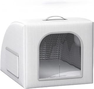 Cat Cooling Station, Insulated Weatherproof Foldable Dog Kennel with 8 Reusable Ice Packs for Indoor Outdoor Summer Rest for Puppy Kitten, Size L