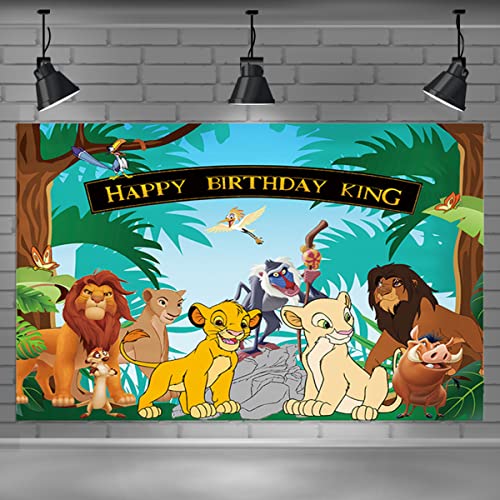 Fondo de Fotografía Rey Leon, Fondo de Tela Rey Leon, Fondo de Dibujos Animados Rey Leon, Rey Leon Telón de Fondo Fotografía, para Rey Leon Niños Decoraciones de Fiesta Cumpleaños Cover