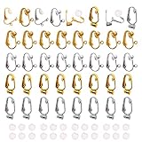 Gzingen Clip-on Earring Converters with Silicon Pads, 40 Pieces Non Pierced Ear Clips with Post Earring Components for DIY Earring Making, 3 Colors and 2 Clip Styles