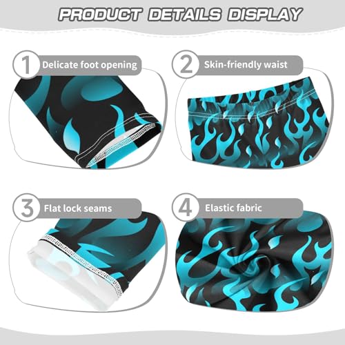 Toddler Girls Leggings Full Length Pants Cool Blue Flame Active Leggings for Girls 6T3