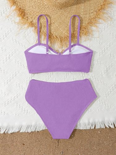 Image of RoseSeek Girl's 2 Piece Padded Bathing Suit Wireless Starfish Swimsuit Spaghetti Strap Vacation Beachwear Set