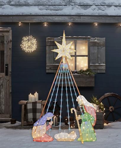Top Treasures S105/3F-06-11A 6Ft Outdoor Pre-Lit Nativity Set - Lighted Christmas Scene thumb #8