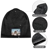 Winter Fashion Desert Cute Camel Print Knit Hats - Soft Breathable Black Beanie Unisex Versatile Accessories, Schwarz , Einheitsgröße