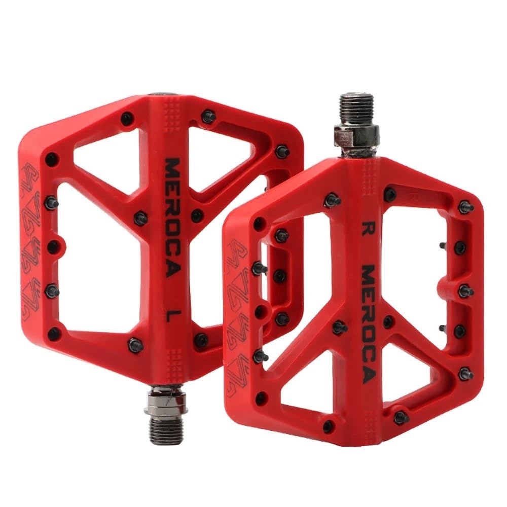 JIASHUNHE Bike Pedals Bicycle Pedal Mountain Bike Non-slip Nylon Ultralight(Red)