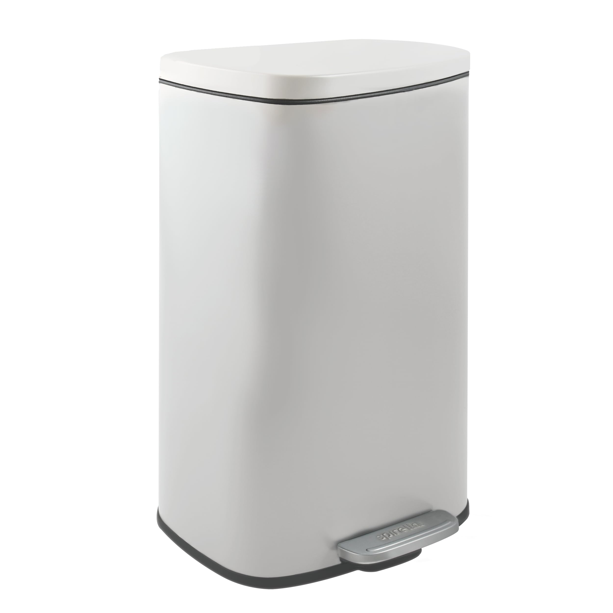 Spirella - Cubo de Basura con Pedal de Acero Modelo Modelo Akira - Diseño Moderno Rectangular con Acabado Antihuellas - Cierre Lento y Silencioso - Blanco Mate - 50L