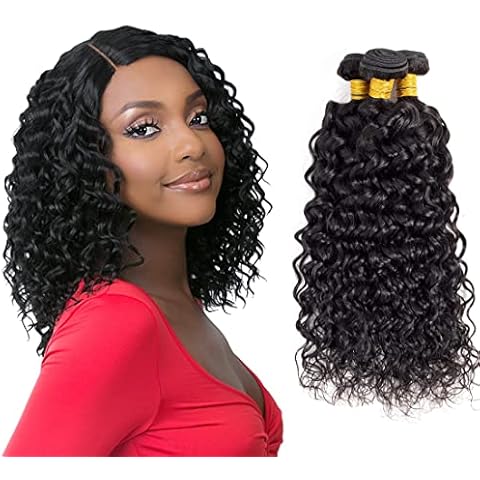 Lianlian Brazilian Virgin Human Hair Water Wave Hair Bundles Virgin Human Hair Wet and Wavy 101214 inch bundles Human hair Natural Black Cover