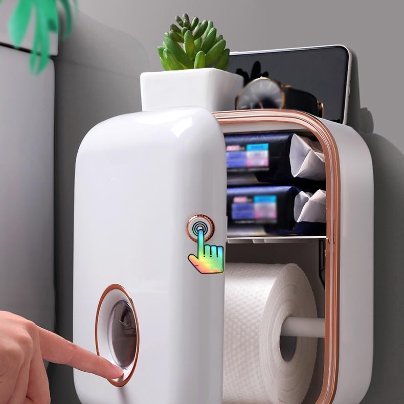 Rangement sans perforation pour papier rouleau de salle de bain