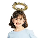 Fun Express Gold Tinsel Halo Headband - Halloween and Christmas Pageant Costume Accessories