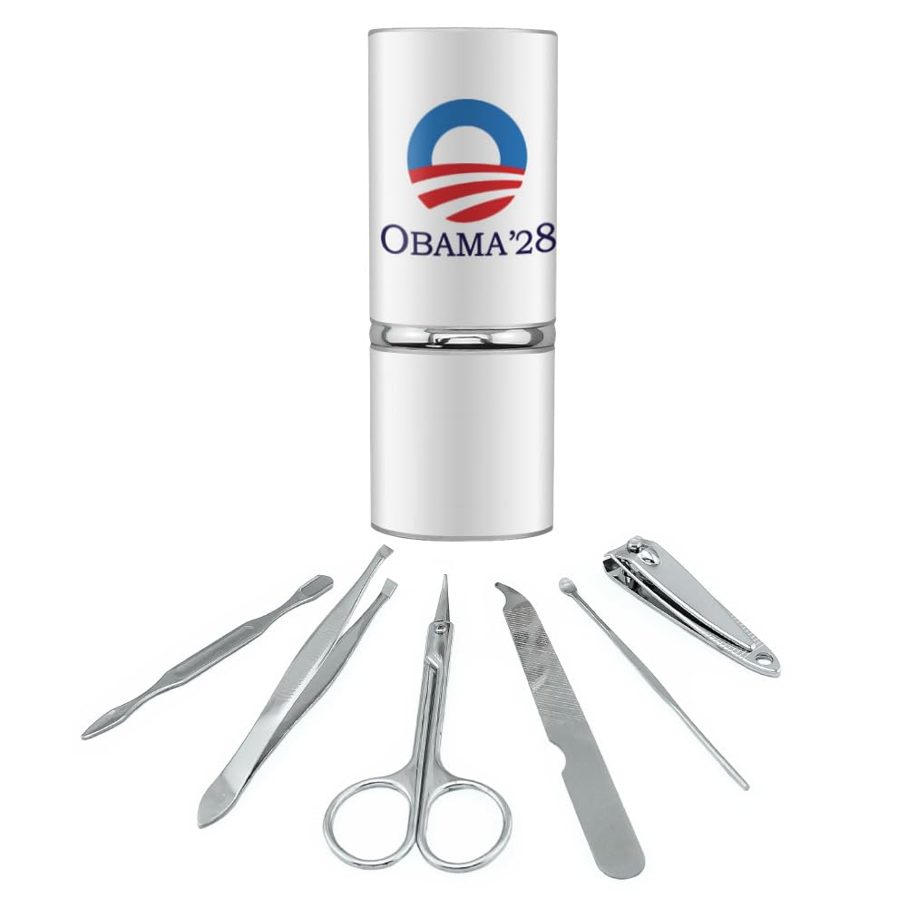 GRAPHICS & MORE Obama 2028 Circle Stainless Steel Manicure Pedicure Grooming Beauty Care Travel Kit